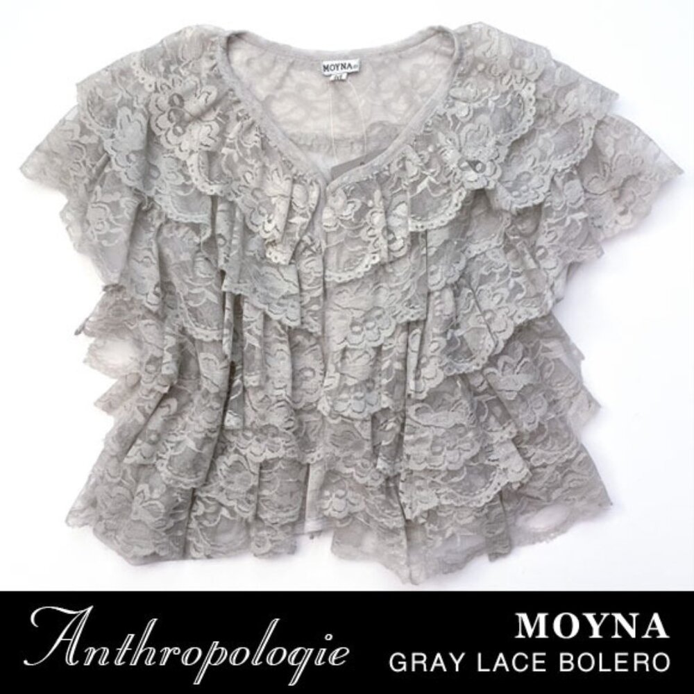 NWT Anthropologie Gray Lace Bolero Moyna  Size M